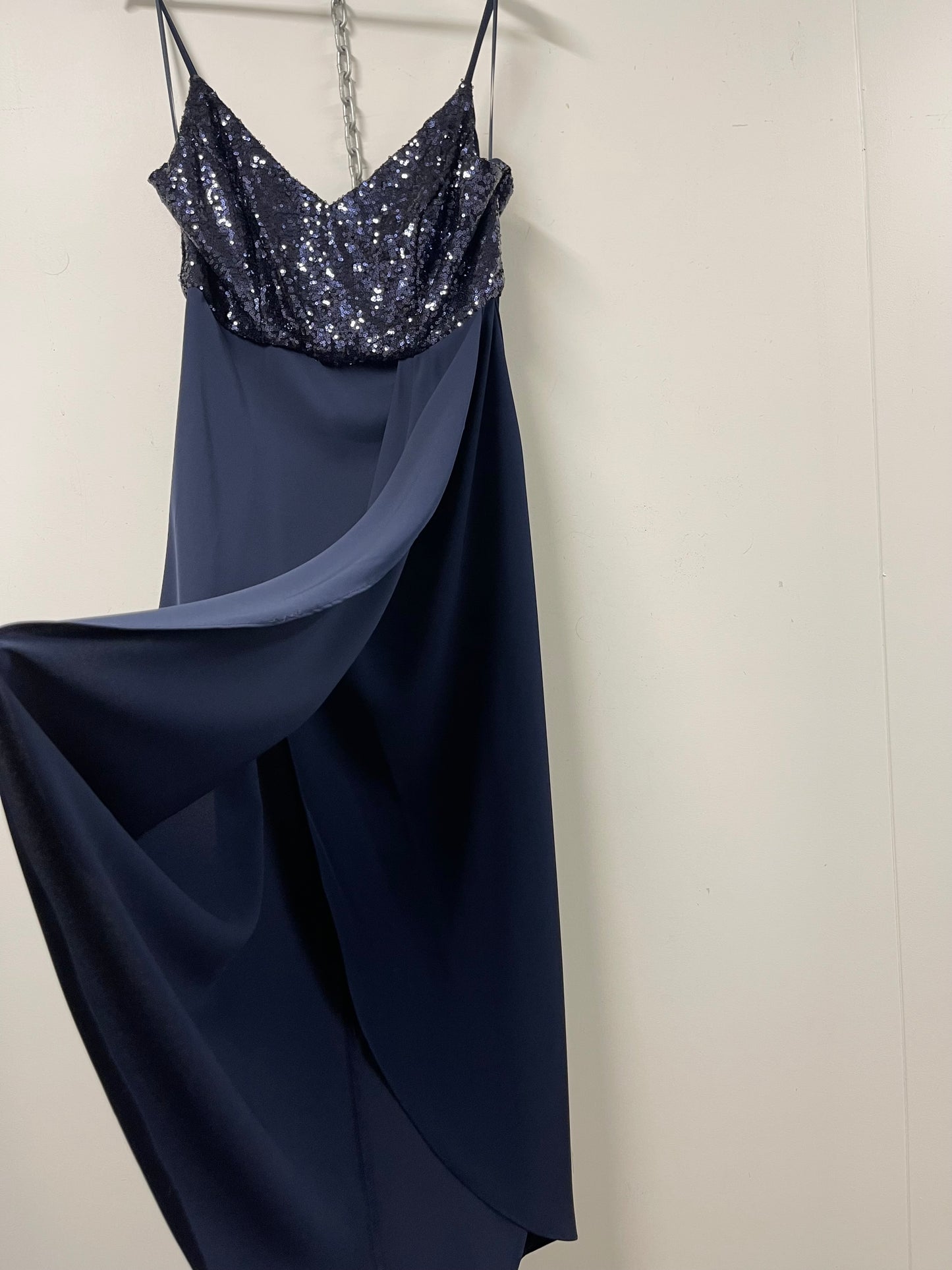 PAGANI | Satin Sequin Detail Wrap Gown