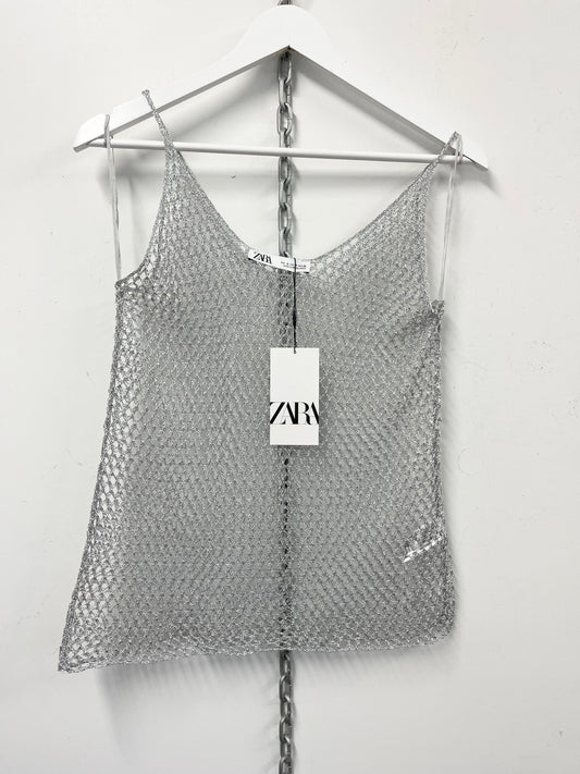 ZARA |Metallic Mesh Top