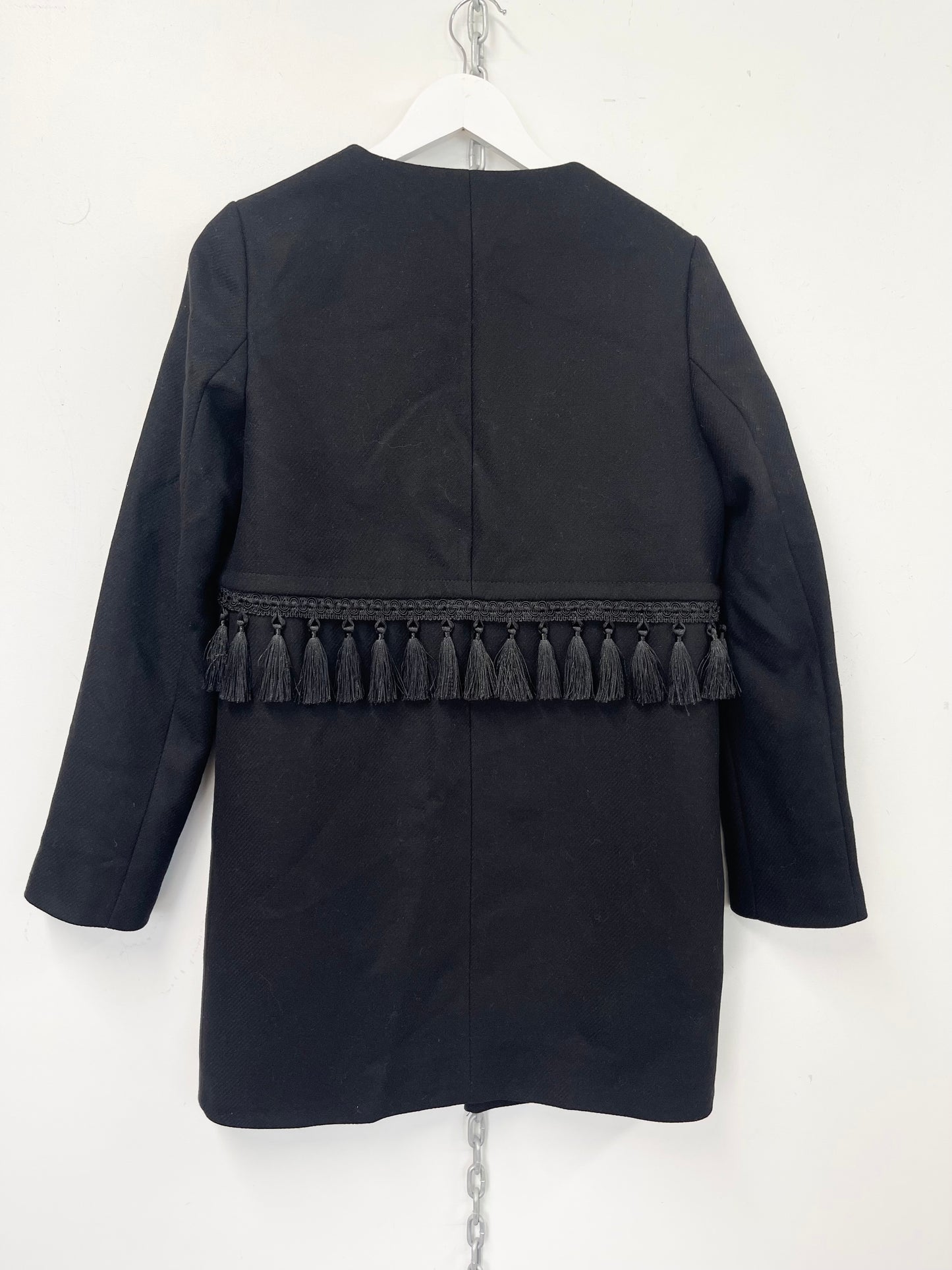 ZARA | Mid Length Wool Blend Jacket With Braiding & Tassel