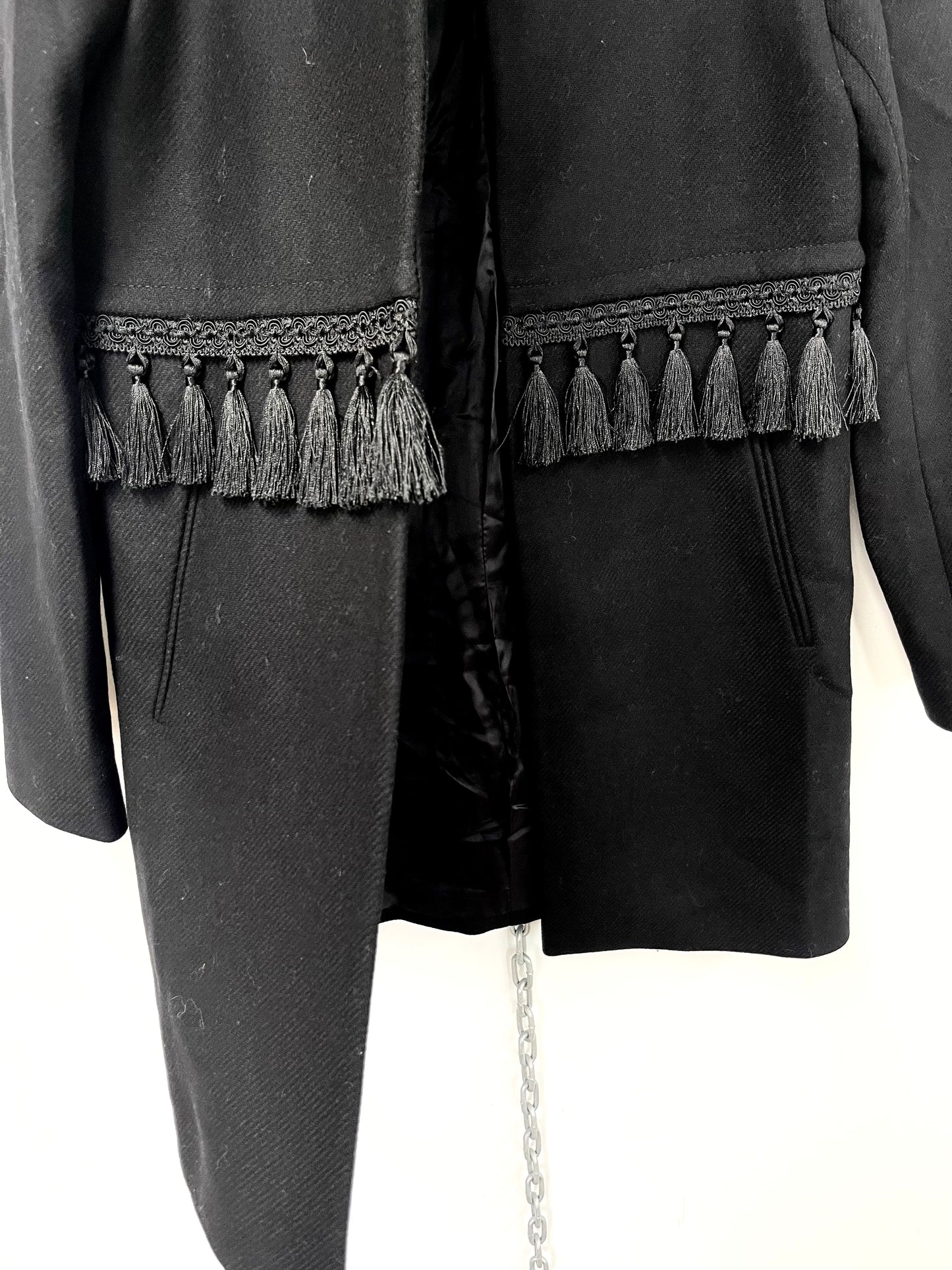 ZARA | Mid Length Wool Blend Jacket With Braiding & Tassel