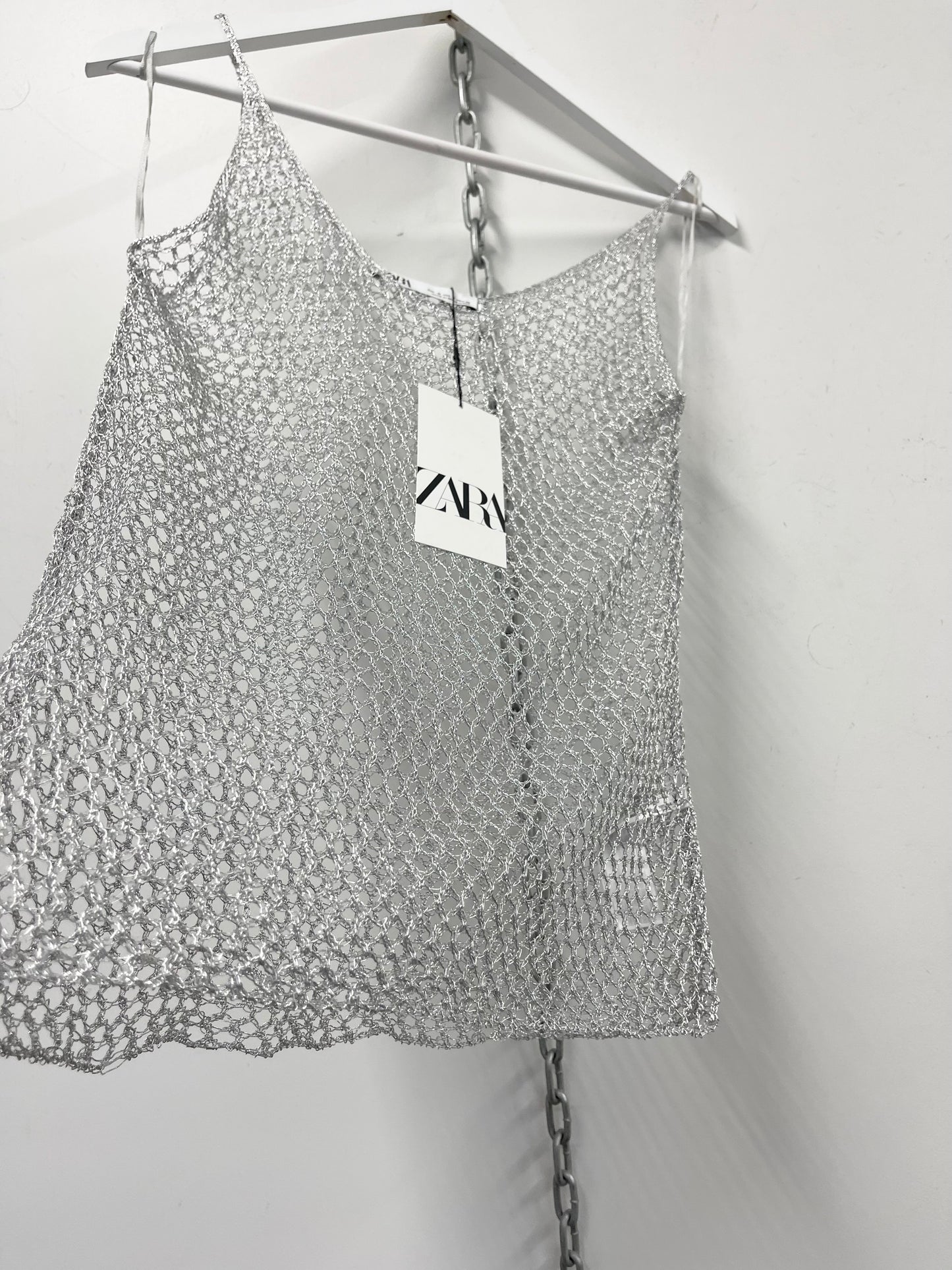 ZARA |Metallic Mesh Top