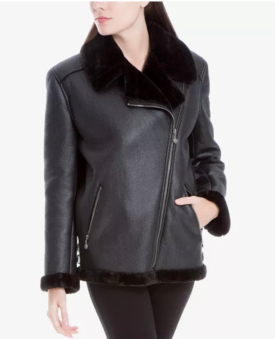 MAX  | Faux Shearling Moto Jacket