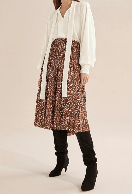 COUNTRY ROAD | Chestnut Print Pleat Skirt