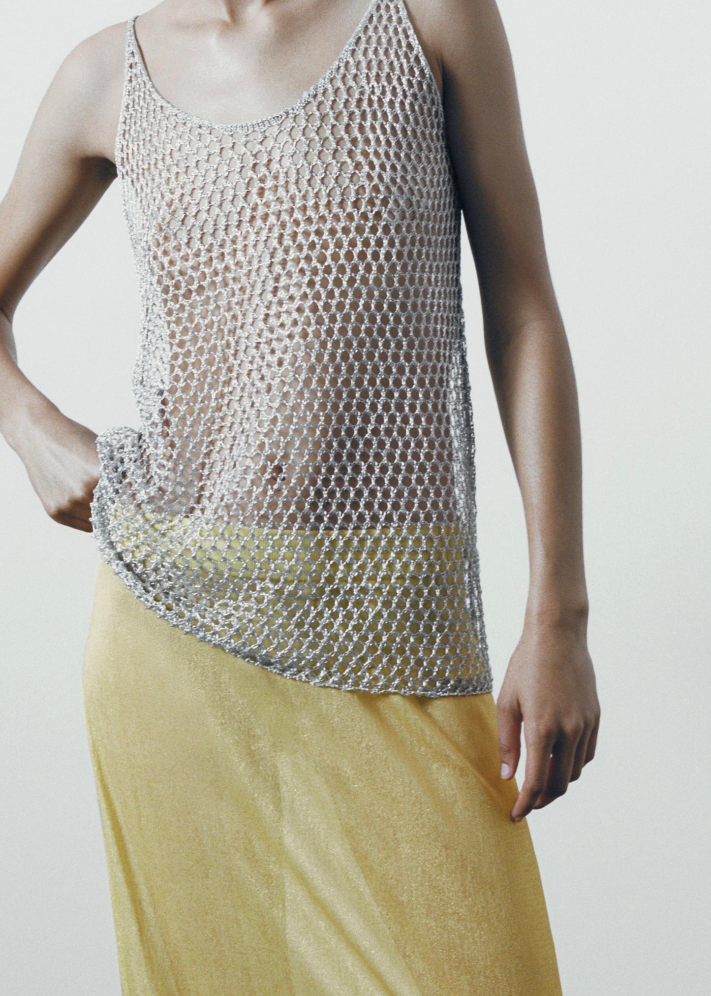 ZARA |Metallic Mesh Top